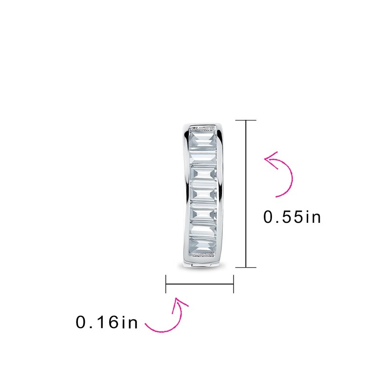 Asscher Cut CZ Channel Set Huggie Hoop Earrings For Women