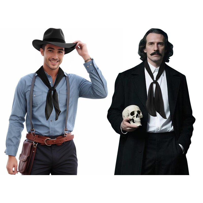 GERINLY Solid Color Long Neckerchief Pure Skinny Scarf Necktie for
