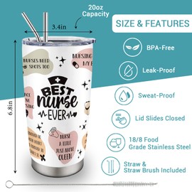 Nurse Gifts for Women, Nurse Appreciation Gifts, Nurses Practitioner Gift for Women, Nursing School Graduation Gift 20oz Stainless Steel Tumbler