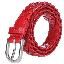 Falari Women's Leather Braided Belt Stainless Steel Buckle 6007-16 Colors