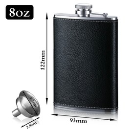 Flask, 8 Oz Flasks for Alcohol Men, 2 Pack Portable Stainless Steel Flask with Funnel, Wrapped Leather Leak Proof Hip Flask for Drinking