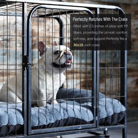 Dog Crate Pad 30x19 Washable,Soft Dog Crate Pad Dog Bed for Medium Size Dog with Non-Slip Bottom,Fluffy Plush Sleeping Mat for up to 30lb Pets,Dark Grey