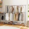 Heavy Duty Metal Double Rod Clothes Rack Garment Rack High