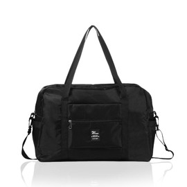 JIIJCAAC 40x20x25cm Cabin Bag - Carry On Holdall Duffel Bag with Shoulder Strap - Airline Approved Cabin Luggage (Black)