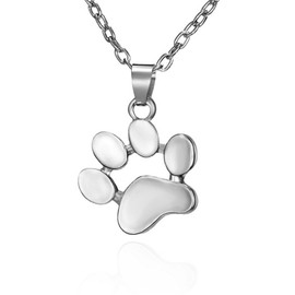Paw Print Necklace Gold Silver Plated Dainty Lovely Dog Puppy Cat Bear Animal Paw Footprint Chain Necklace for Women Men Minimalist Animals Pet Lover Birthday Christmas Fashion Jewelry Gifts (Silver)