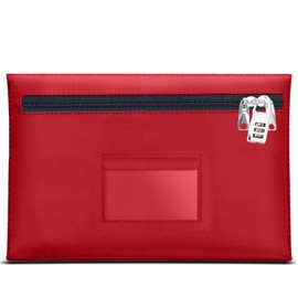 Smunijon Lockable bank bag large 12.2x8.2 Inches money bags with lock locking bank deposit bags with Dual zipper safe Lockable money bag with bag Cash Bag (1, red, Medium)