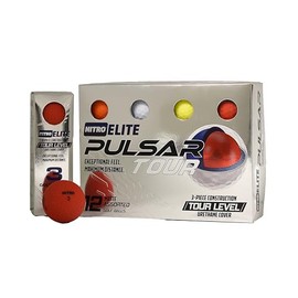 Nitro Elite Pulsar Tour-Level 3-Piece Urethane Matte Assorted Colors Golf Ball- 12 pk