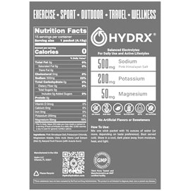 HYDRX- Hydrx Polvo de Hidratación Polvo de Electrolitos Sin Azúcar, Paquetes de Mezcla de Bebida, Paquetes Amplificadores de Hidratación