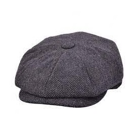 CB4 Accessories Black Grey Herringbone Newsboy 8 Panel Baker Boy Tweed Flat Cap Mens Gatsby Hat Size 60cm