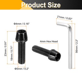 sourcing map 6pcs Bike Disc Brake Caliper Bolts M5 x 18mm Hex Bicycle MTB Disc Brake Caliper Adapter Screws Bolts with 4mm Hexagon Wrench for Road Mountain Bike BMX, Black