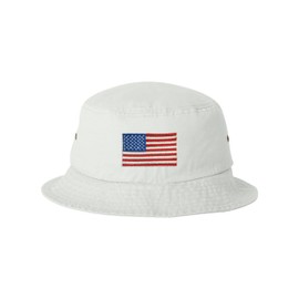 Go All Out One Size White Bucket USA American Flag Embroidered Cap Dad Hat