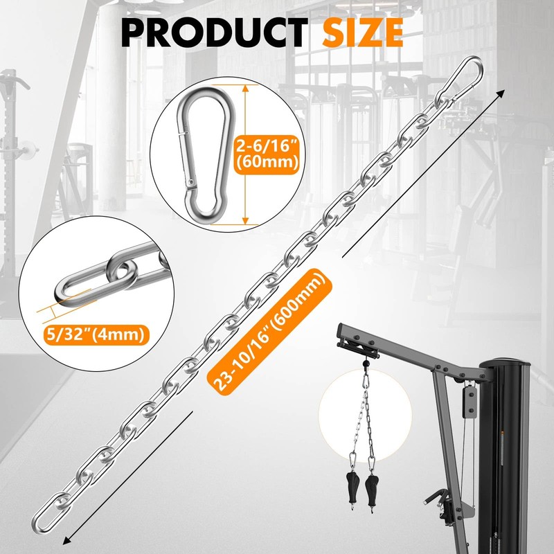 Anobeyi 23.6" Gym Fitness Cable Extension Chain, 304 Stainless Steel