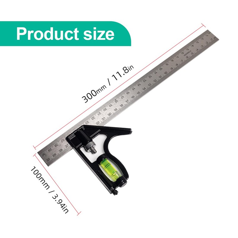 IKOPFLN Combination Square 300 mm Try Square with Spirit Level