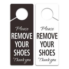 Please Remove Your Shoes - Plastic Door Knob Hanger Sign for Front Door, No Shoes in House