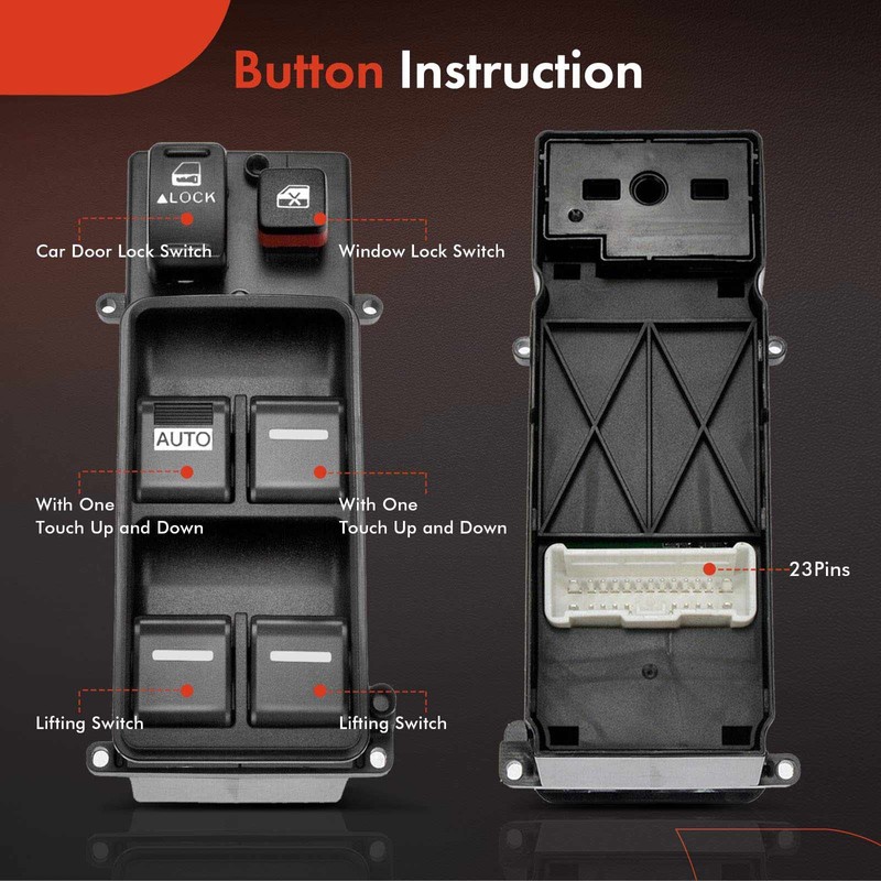 A-Premium Driver Side Master Power Window Switch Replacement for Honda