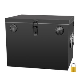 Peastorm Trailer RV Marine Battery Box - 12V Waterproof Steel Battery Relocation Kit for Boat, Trolling Motor, Kayak (Group 27 Black)