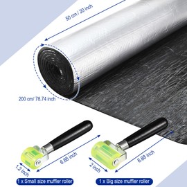 Zhengmy 196 Mil Car Heat Sound Insulation Mat Automotive Noise Deadening Mat with Rubber Roller Auto Sound Deadener Self Adhesive Heat Sound Insulation for Hood Ceiling Door (10.8 Sqft, 20 x 79 Inch)