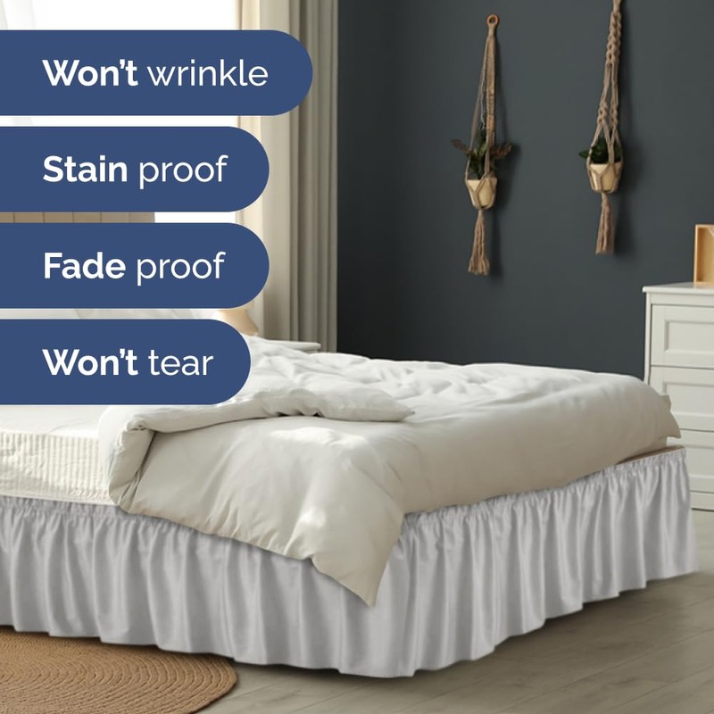Wrap Around Dust Ruffle Bed Skirt - Light Grey -