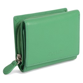SADDLER RFID Leather Trifold Wallet for Women – Secure Card Holder with Large Zip Coin Pocket | Holds Cash, ID & Travel Cards