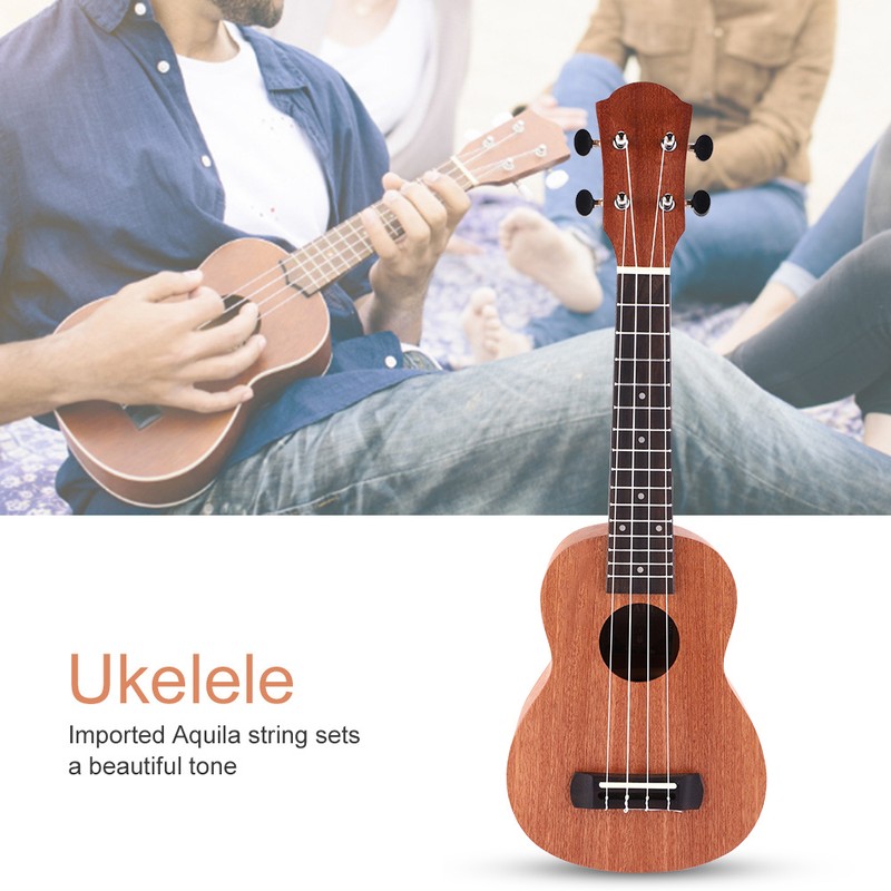 21" Ukulele Portable Classic Style Wood 4 Strings Hawaii Guitar