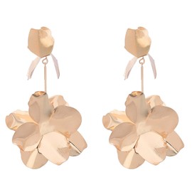 Flower Earrings for Women Dangle Drop Earrings Gold Boho Statement Earring Daisy Earrings Double Layer Flower Earrings for Wedding Party(H1:Flower Earrings)