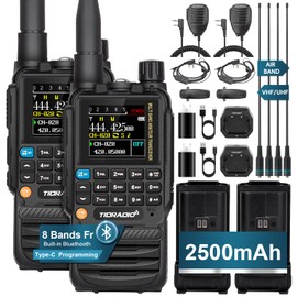 TIDRADIO TD-H3 GMRS Radio Handheld,Multi-Band,Type C & Wireless Programming,Frequency Match Long Range Walkie Talkies,Rechargeable Two Way Radio Speaker Mic,Air Band &771 Long Antennas- Full Kit 2Pack