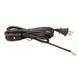 B&P Lamp® 8 Foot Black Cord Set W/Rotary On-Off Switch, SPT-2 Cord Size