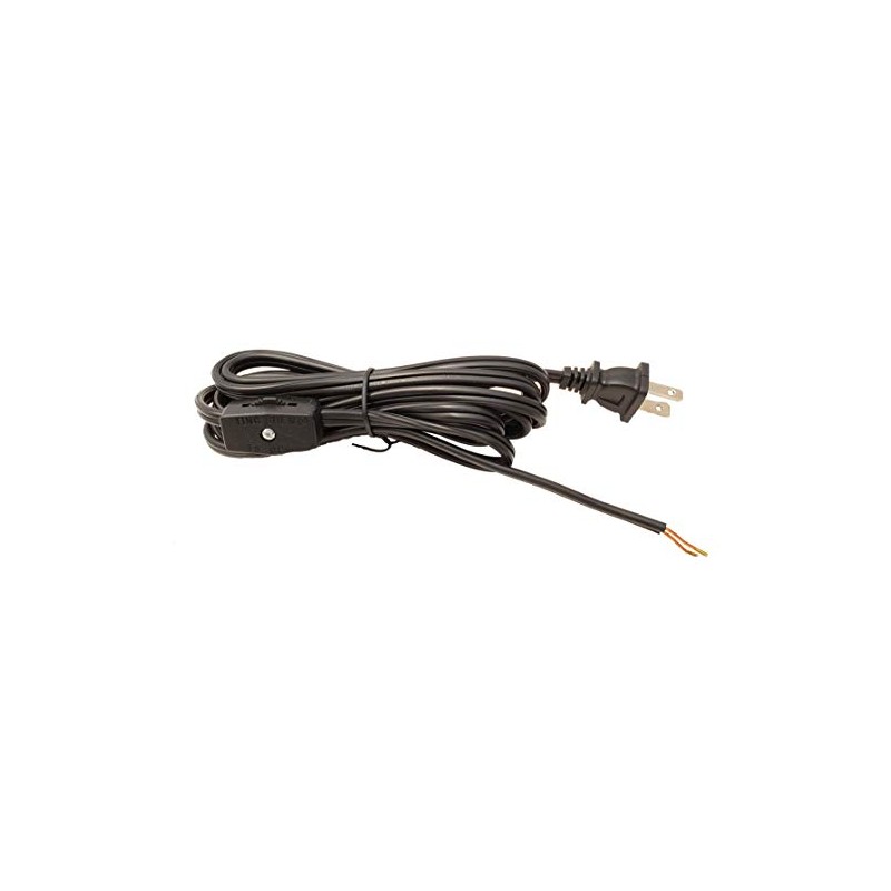 B&P Lamp® 8 Foot Black Cord Set W/Rotary On-Off Switch,