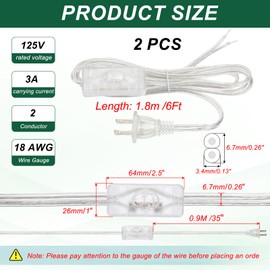 PATIKIL 6 Feet 18AWG Lamp Cord with Plug, 2 Set SPT-2 UL List Lamp Power Cord Stripped Ends Ready for Wiring Lamp Wire with Wire Connectors for Light Replacement DIY, Clear