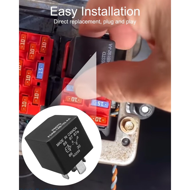 5-Pin Relay Fit for Ford Replace P6SDT FOAB-14B192-AA, 40A 12VDC