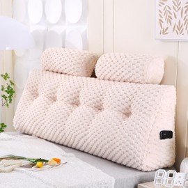 Ziihome Wedge Headboard Pillow + 2 Head Roll Pillows Bed Wedge Pillow Lap Top Pillow Gaming Pillow Reading Pillow for Headboard Large Bolster for Sitting in Bed Backrest Positioning Support