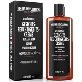 Viking Revolution - Face Cream Men - Natural Face Cream with Hyaluronic Acid, Aloe Vera, Jojoba Oil - Anti-Wrinkle, Anti-Ageing, Moisturising and Protective - 180 ml