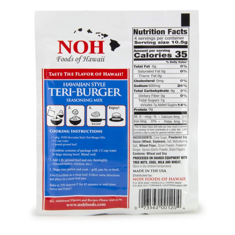 NOH Foods of Hawaii Hawaiian Style Teri-Burger Seasoning Mix -