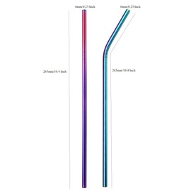 Reusable Metal Straws 50Pack.Ultra Long 10.5”Stainless Steel Drinking Straws in Bulk For Wholesale.265x6mm Straight Curved Straws for 20/30oz Tumblers Yeti (50pcs all straight Rainbow-10.5")