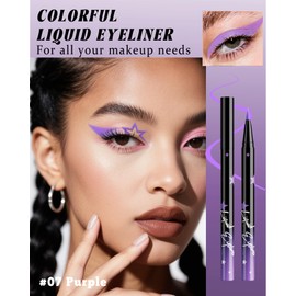 Purple Matte Liquid Eyeliner, Highly Pigmented Eyeliner, Waterproof, Smudge-proof