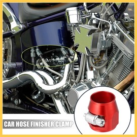 REPAIROCK 5 Pcs AN8 Hex Car Hose Finisher Flexible Rubber Pipe Clamp with Screw Band Adapter Fitting for Oil Fuel Water Tube Red Auto Replacement Parts