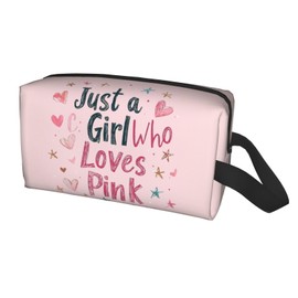 yalinan Pink Makeup Bag for Women Portable Cosmetic Bag Large Gift Bag with Zipper for Birthday Party Girls Travel Storage Accessories