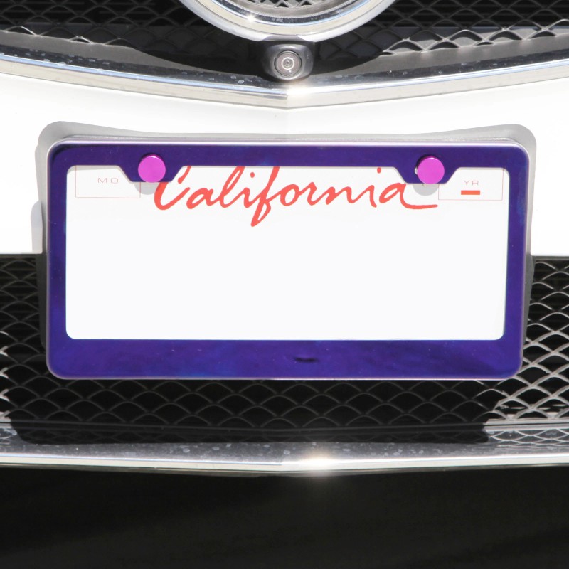 KA T304 Candy Purple License Plate Frame Stainless Steel Silver