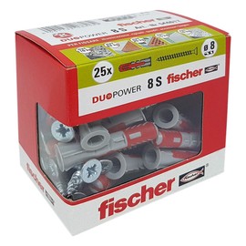 Fischer 544017 with Dowel Screw for Murature Piene, Pierced and plasterboard, Grey, 8 x 40 mm, Set of 25 Pieces