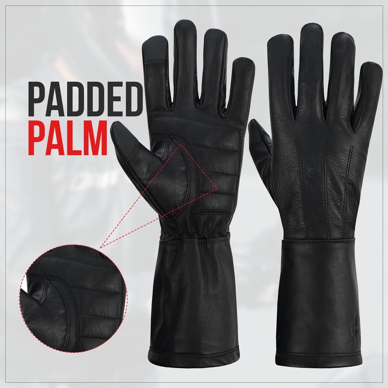 Hugger Men's Unlined Extra Long Water Resistant Leather Gauntlet Glove