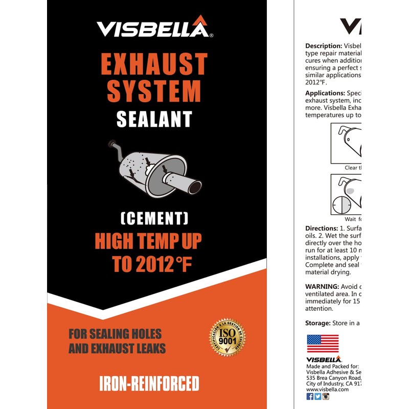 Visbella Auto Vehicle Exhaust System Sealant, Non-Slumping Professional Repair Crack