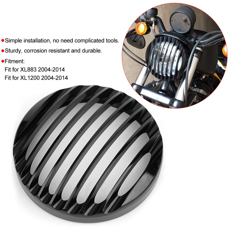 5.75in Aluminum Headlight Grill Cover Accessory Fit for XL883 XL1200
