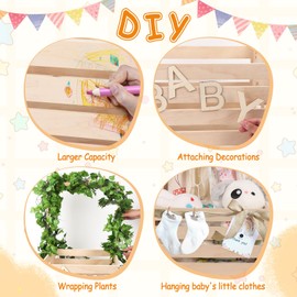 LifeIdeas Wooden Baby Shower Crate Closet, Baby Shower Basket Storage with Handle, Baby Crate Hamper, Shower Basket For Newborn Baby, Baby Shower Party Wooden Decor