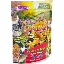 F.M. Brown's Tropical Carnival, Fruit and Nut Small Animal Treat, Real Fruits, Nuts, and Veggies for Rabbits, Hamsters, Guinea Pigs, Mice, Gerbils, and Rats, 8 oz