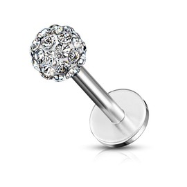 Gekko Body Jewellery Labret Monroe with Clear Ferido Gem Ball 1.2mm x 6mm Surgical Steel