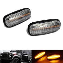 RZG 2x Clear Lens Side Indicator Amber LED Marker Repeater Light For 1998+ LR Defender 90 110 Discovery 2 Freelander