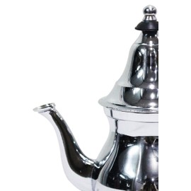 Moroccan Teapot Chrome-Plated Brass 200 ml with Strainer and Plastic Handle Oriental Jug Baran 0.2 L Silver Colour with Lid Various Sizes (200 ml)