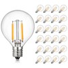 25Pack G40 Clear Glass Led Replacement Bulbs, 1.5W Equivalent 15W,