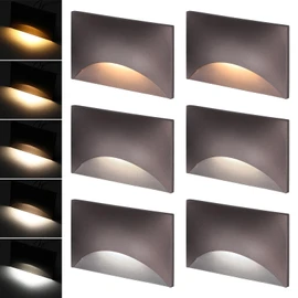LEONLITE 5CCT 120V LED Step Lights, 150LM 5%-100% Dimmable Stair Lights Indoor Outdoor IP65 Waterproof, Aluminum Anti-Glare Shell, CRI90 ETL 2700K/3000K/3500K/4000K/5000K, Oil Rubbed Bronze, Pack of 6