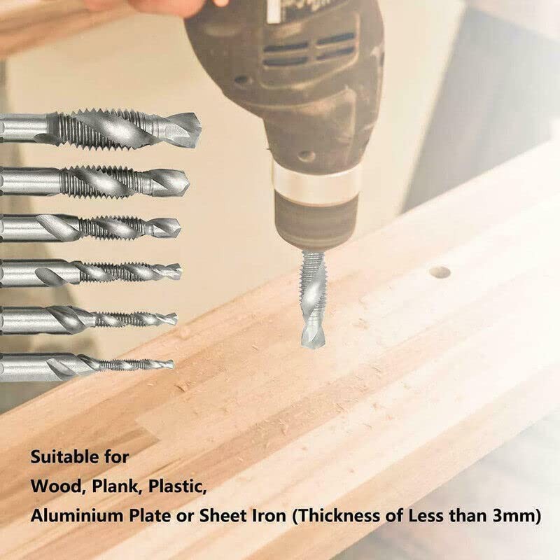 6X HSS Hex Shank Tap Drill Bits Metric Thread Screw